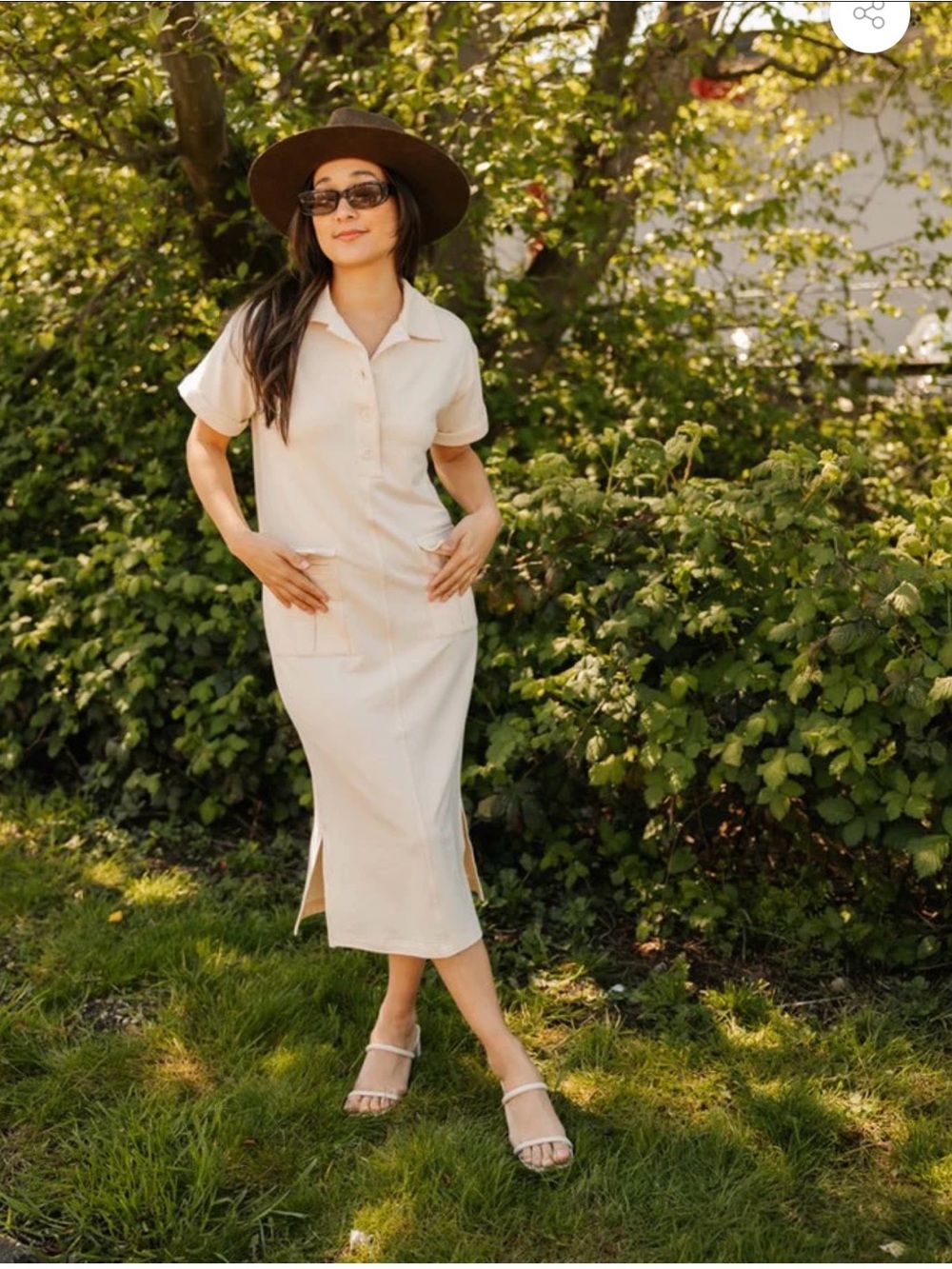 Smash + Tess Cream Polo Midi Dress